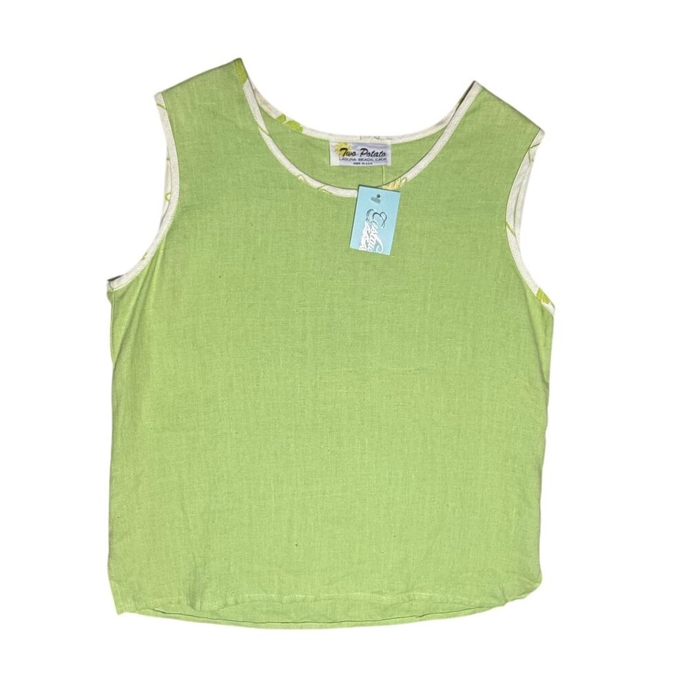 Two Potato Lime Linen Sleeveless Top NEW M/L